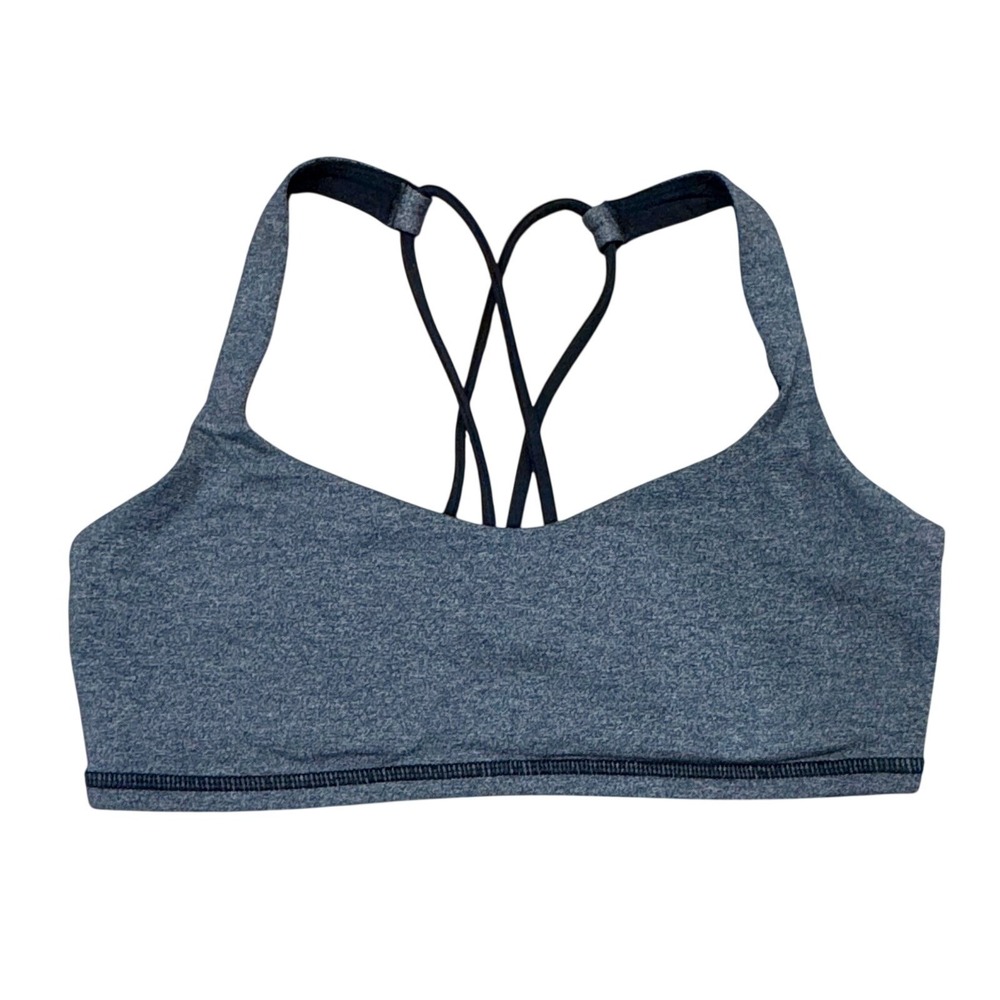 Lululemon Free To Be Womens Gray Black Stretchy Yoga Strappy Bra Size 4 (XS/S)